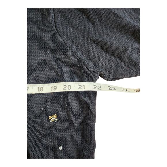 B P Designs sz Large Holiday sweater Christmas tree bling tunic knit black red - Picture 10 of 14